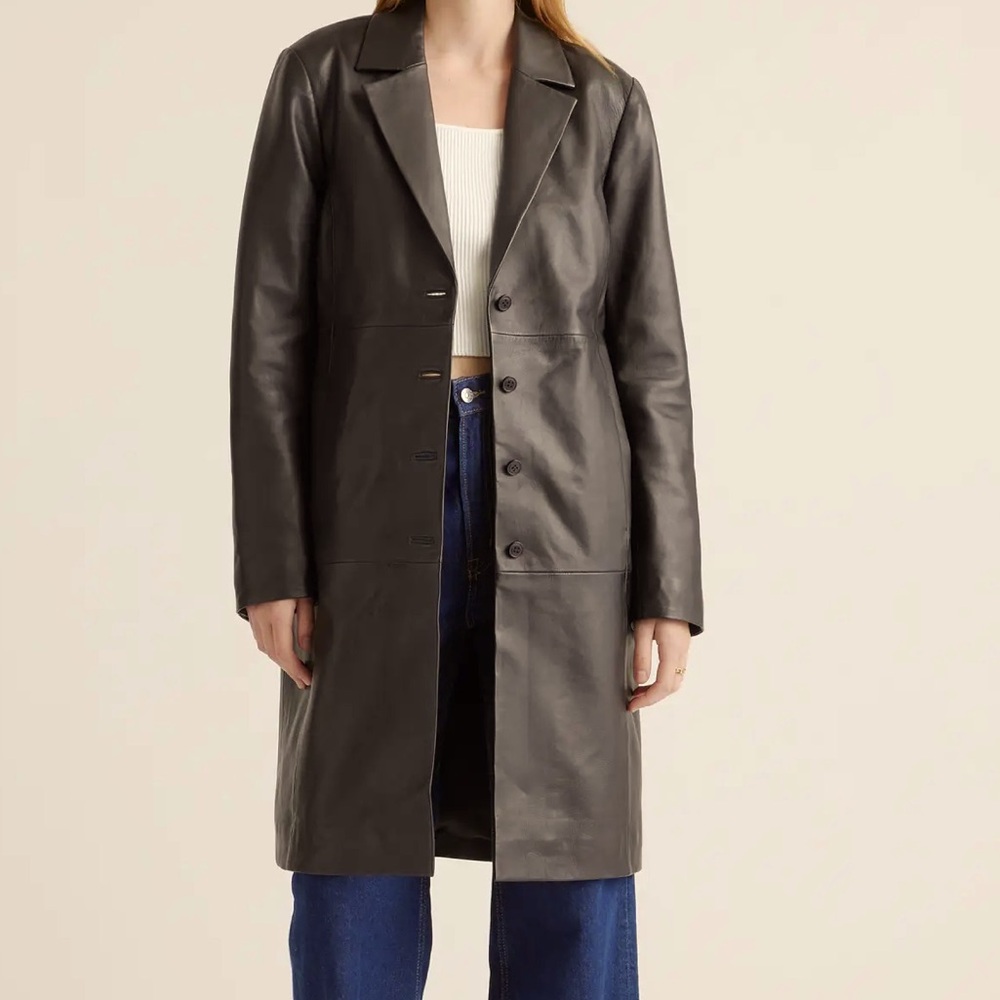 Vintage 90s Y2K Women's Dark Brown Leather Coat
